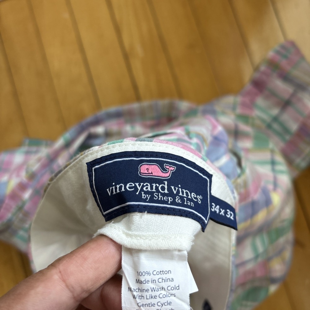 Vineyard Vines Breaker Pants Mens 33x31 Slim Fit Patchwork Plaid Preppy READ - Picture 7 of 14